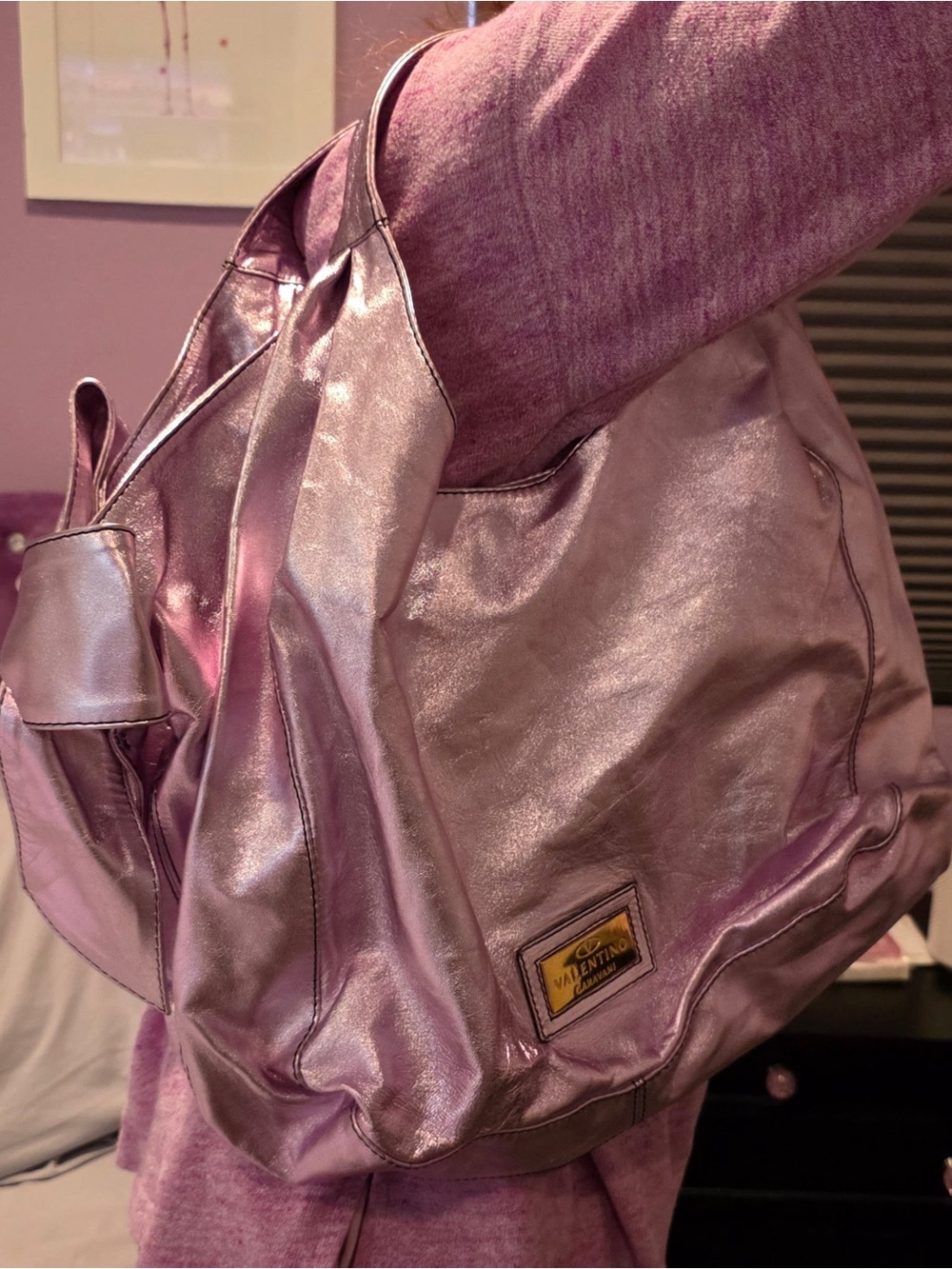 Valentino Garavani Metallic Purple Tote Bag - Picture 12 of 12